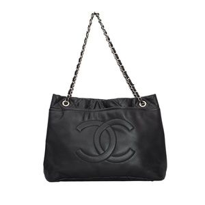 CHANEL VINTAGE CAVIAR BLACK LEATHER GRAND SHOPPING TOTE LARGE